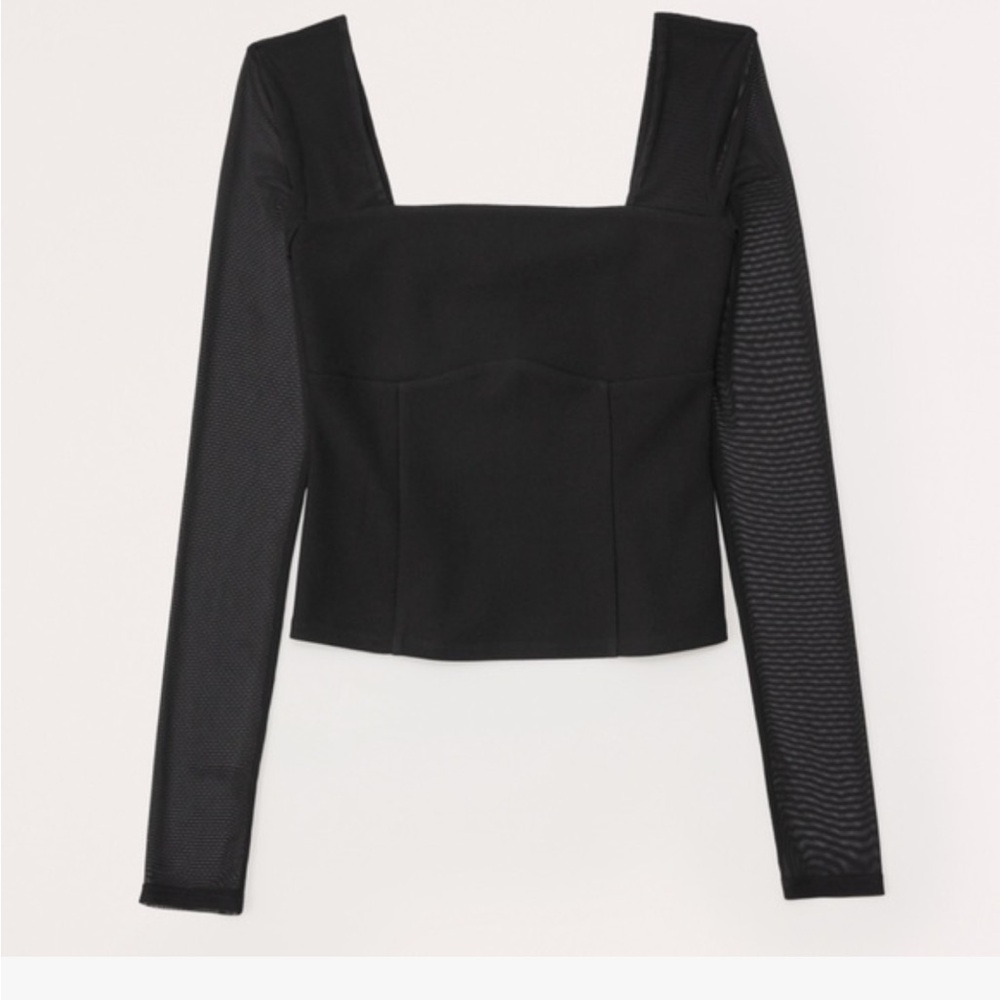 Abercrombie & Fitch Black Sheer Sleeve Blouse